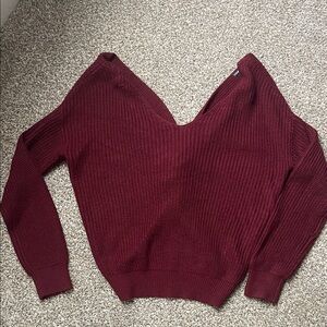 Fashion Nova Deep Red V-Neck Sweater